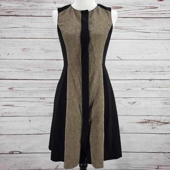 Vince Camuto Women's Black Brown Wool Blend Color Block Dress Size 4 - Picture 1 of 13